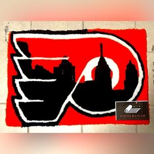 Philadelphia Flyers Orangeand Black Rug with City Skyline Design